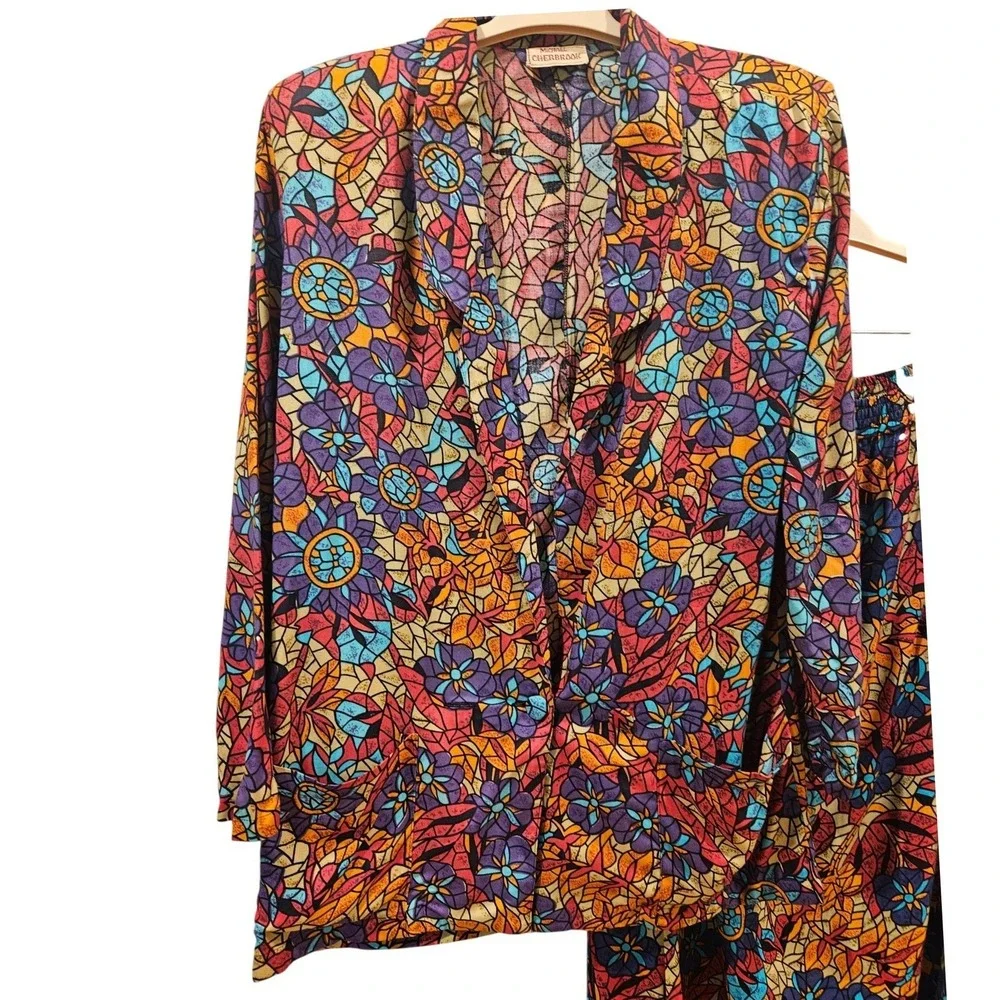 Michael Cherbrook Vintage Jacket Skirt Mosaic Fresh Prince XL Art to Wear Y2K